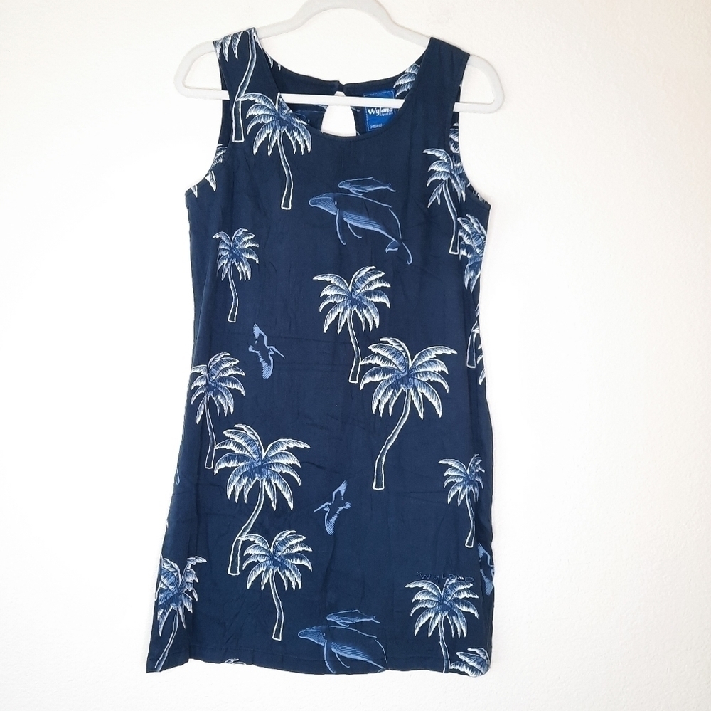 Vintage Wyland Signature Blue Hawaii Dress S